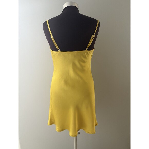 Sbetro Slip Dress Size Small Gold Silky Spaghetti Strap Forest Fairy Whimsigoth - Picture 3 of 14